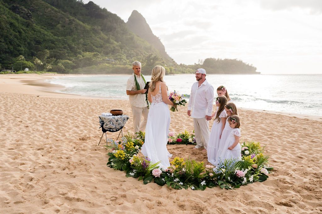 Intimate Beach Destination Wedding Hawaii Kauaʻi Island Embrace of Aloha