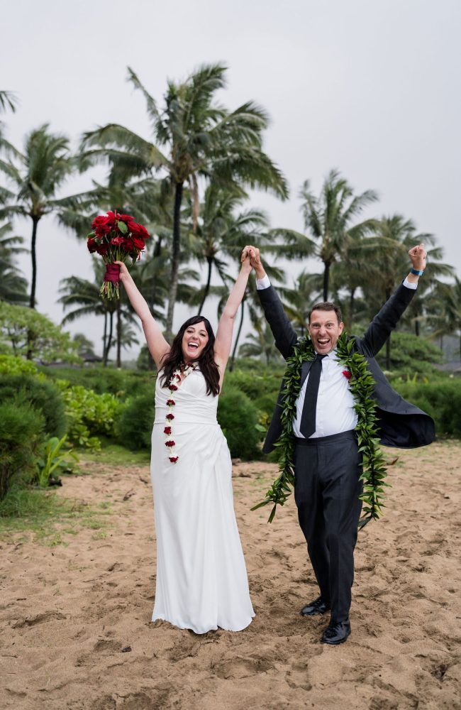 Intimate Beach Destination Wedding Hawaii Kauaʻi Island Embrace of Aloha